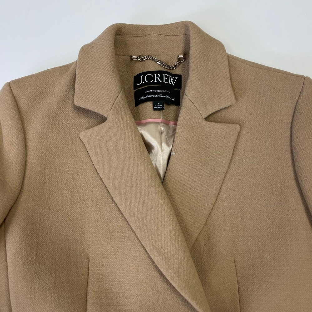 J.Crew Italian Double Cloth Wool Blazer Double Breasted Jacket 4 Camel Tan - Picture 7 of 16